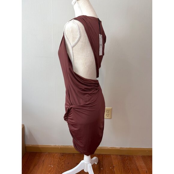 One-Shoulder Asymmetrical Ruched Dress‎ By Zara - Womens Size L - Elegant Maroon - Picture 2 of 9